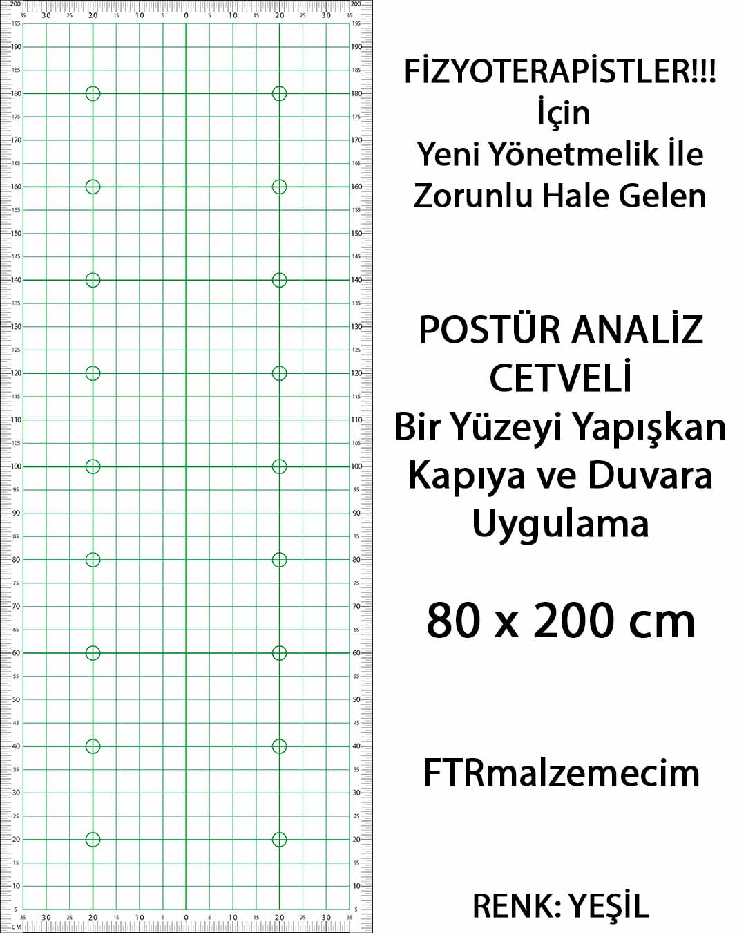 Yeşil Renk Postür Analiz Cetveli
