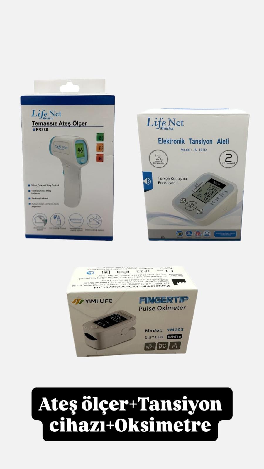 ÜTSLİ PULSE OKSİMETRE, KONUŞAN TANSİYON ALETİ, ATEŞ ÖLÇER SETİ