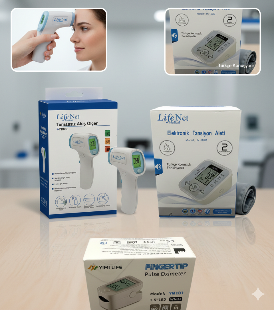 Yimi Life YM103 Parmak Tipi Pulse Oksimetre – SpO2 & Nabız Ölçer, LED Ekran, Beyaz