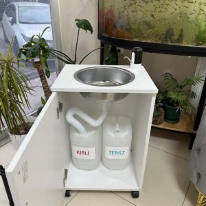 Seyyar / Taşınabilir Tekerlekli Seyyar Lavabo (Sağlık yönetmeliğine uygun) BEYAZ