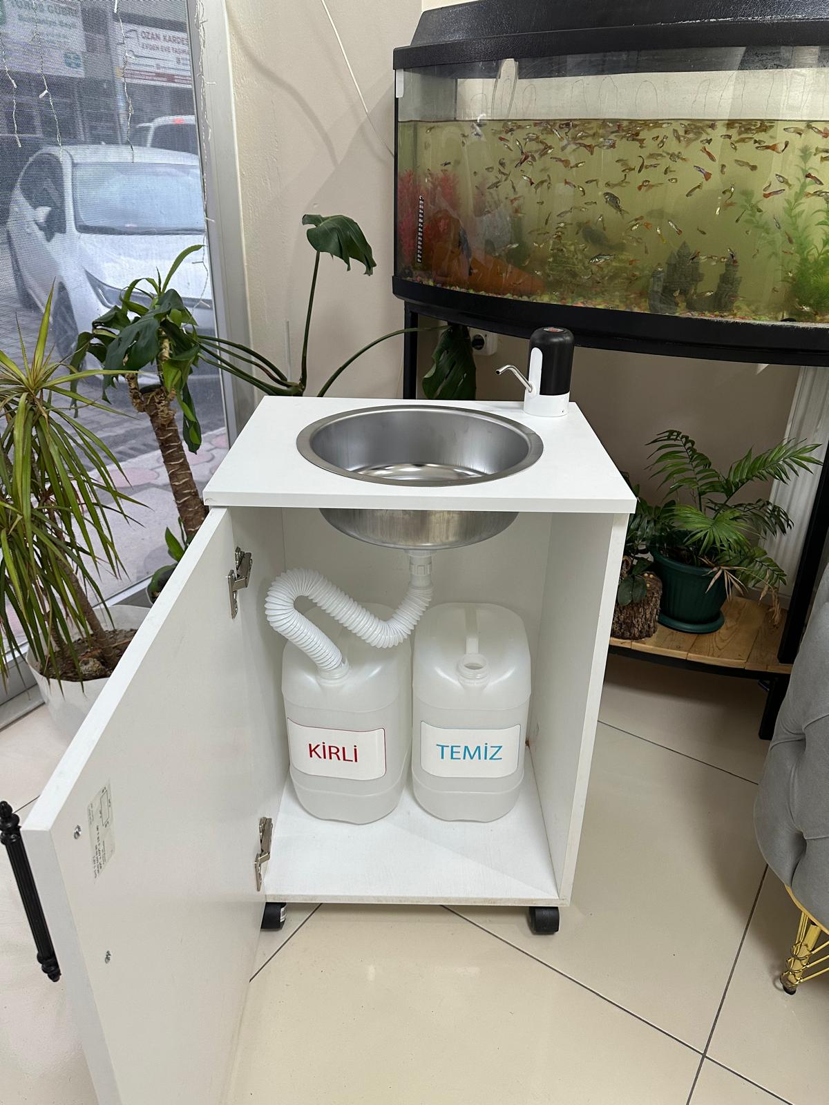 Taşınabilir Tekerlekli Seyyar Lavabo (Sağlık yönetmeliğine uygun) ANTRASİT