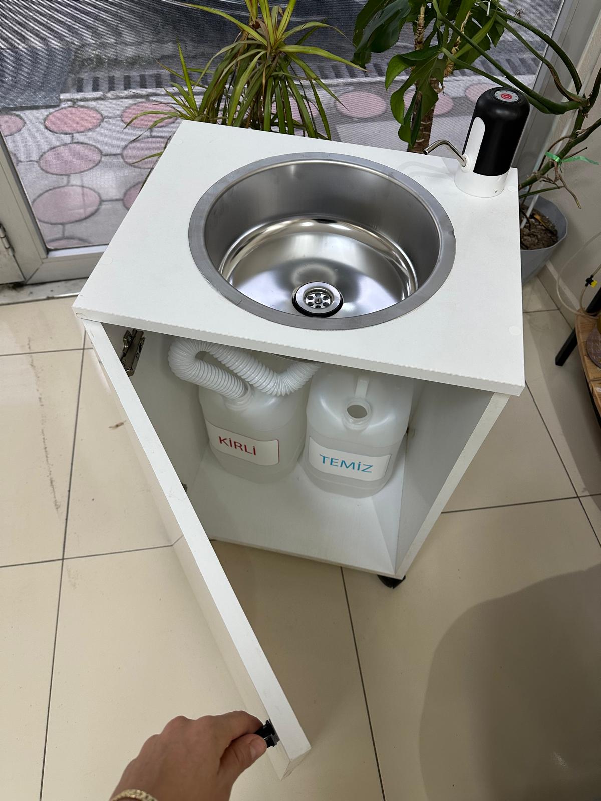 Taşınabilir Tekerlekli Seyyar Lavabo (Sağlık yönetmeliğine uygun) ANTRASİT