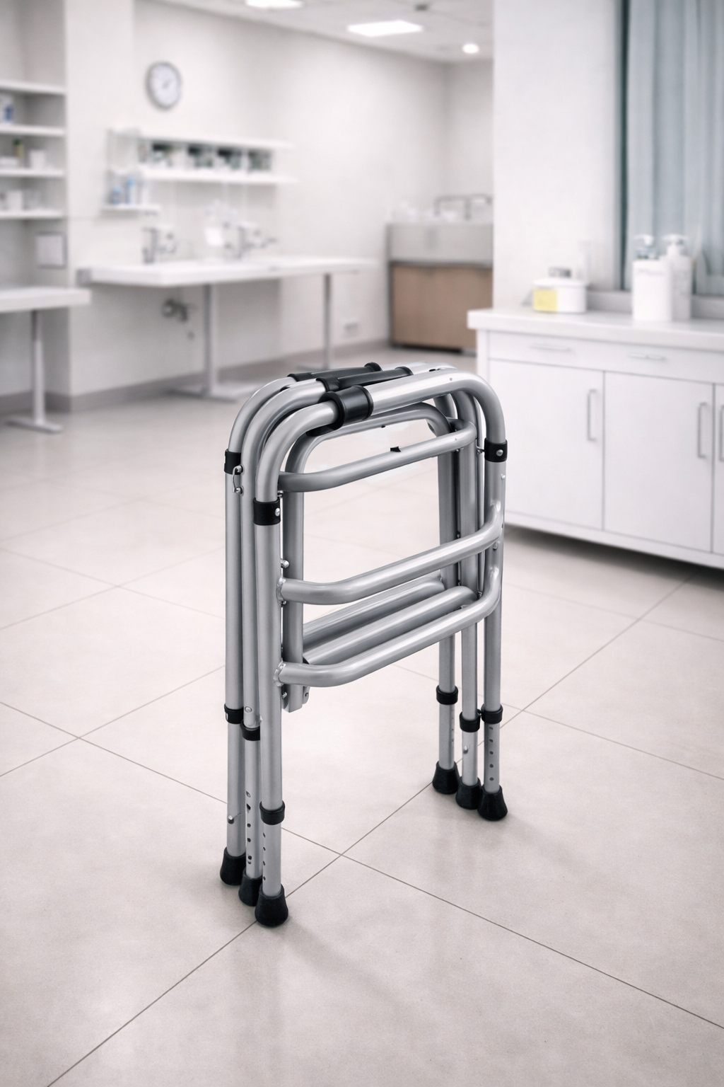 WOLKER Paslanmaz Alüminyum Walker | Katlanabilir | 55×75 cm | 84 cm’ye Kadar Ayarlanabilir Yükseklik